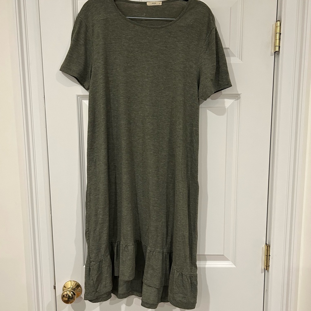Fox Green Midi Dress with Ruffle Detail